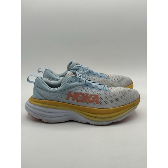 Hoka One One Shoes - Hoka Women's Running One One Bondi 8 Running Shoe 9 B Summer Song Blue Yellow
